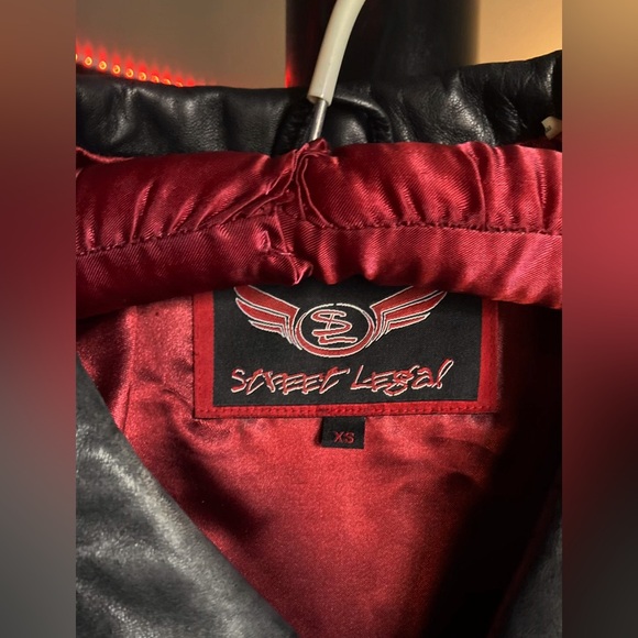 Leather Jacket W/ Red Slik by Street Legal - Picture 3 of 4